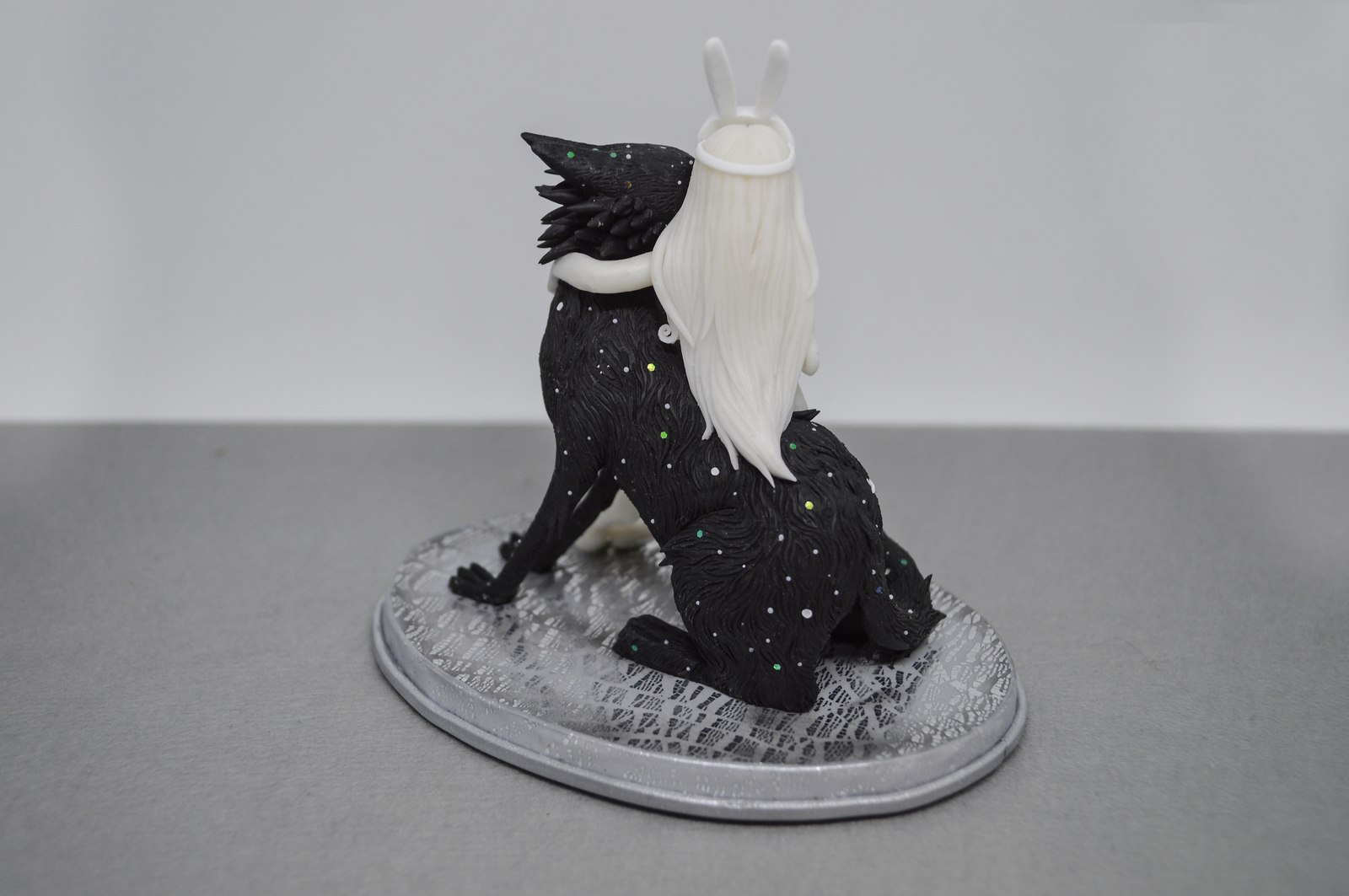 Star Wolf and Bunny Girl. Based on an illustration by Chiara Bautista. - My, Chiara Bautista, Polymer clay, Wolf, Longpost, Figurine, Girls, Needlework, Needlework without process, Figurines