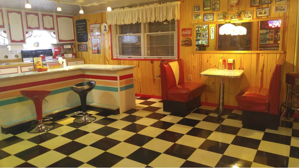 My parents made a 50's-style diner in the basement. - Reddit, Diner, Eatery