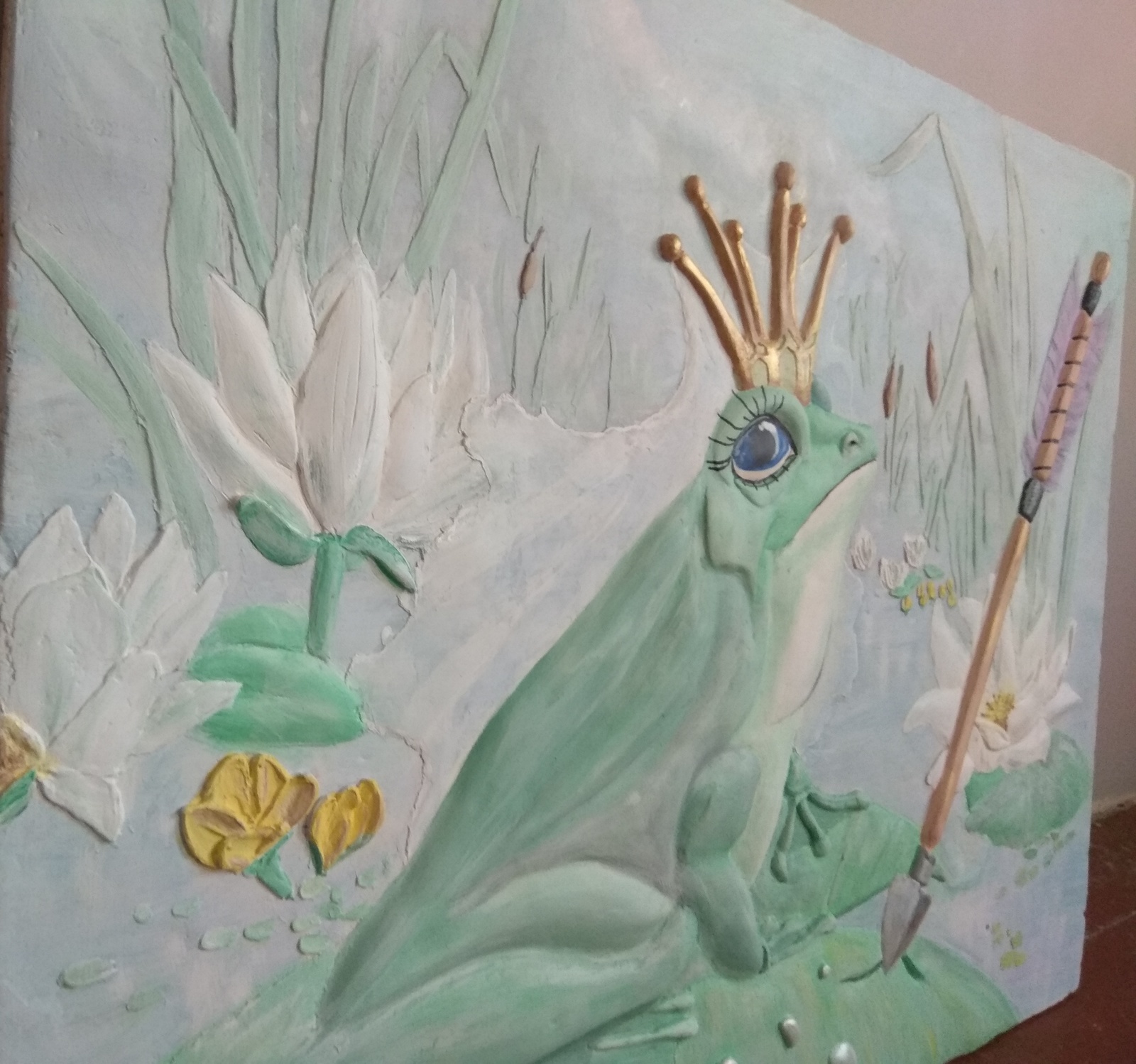 Princess Frog. - My, Bas-relief, Art, With your own hands, Longpost