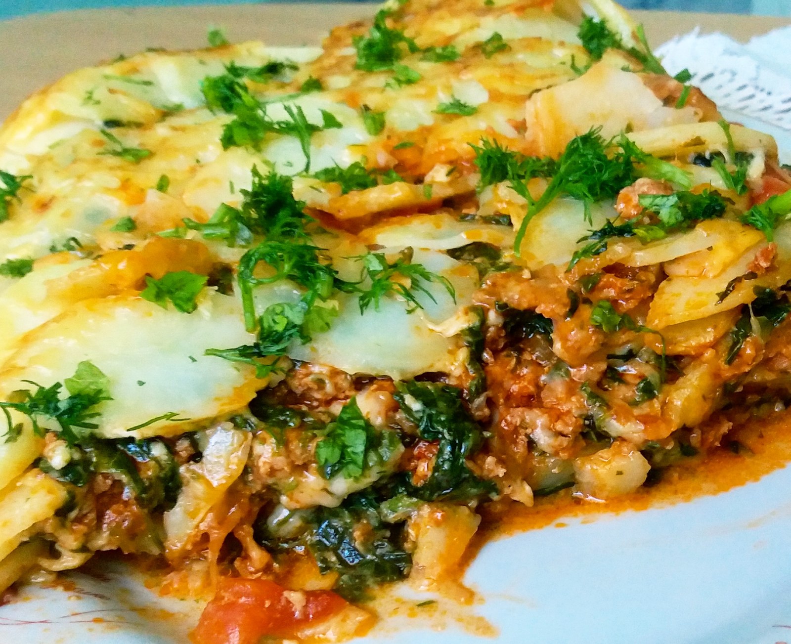 Hot dish Potato roll with minced meat - My, Spinach, Casserole with potatoes, Casserole, Dish, , Video