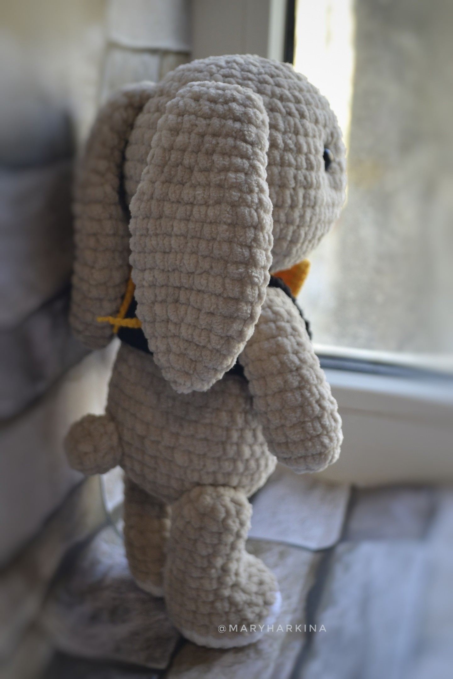 Hare with a butterfly - My, Hare, Butterfly, Toys, Knitting, Knitted toys, Longpost, With your own hands