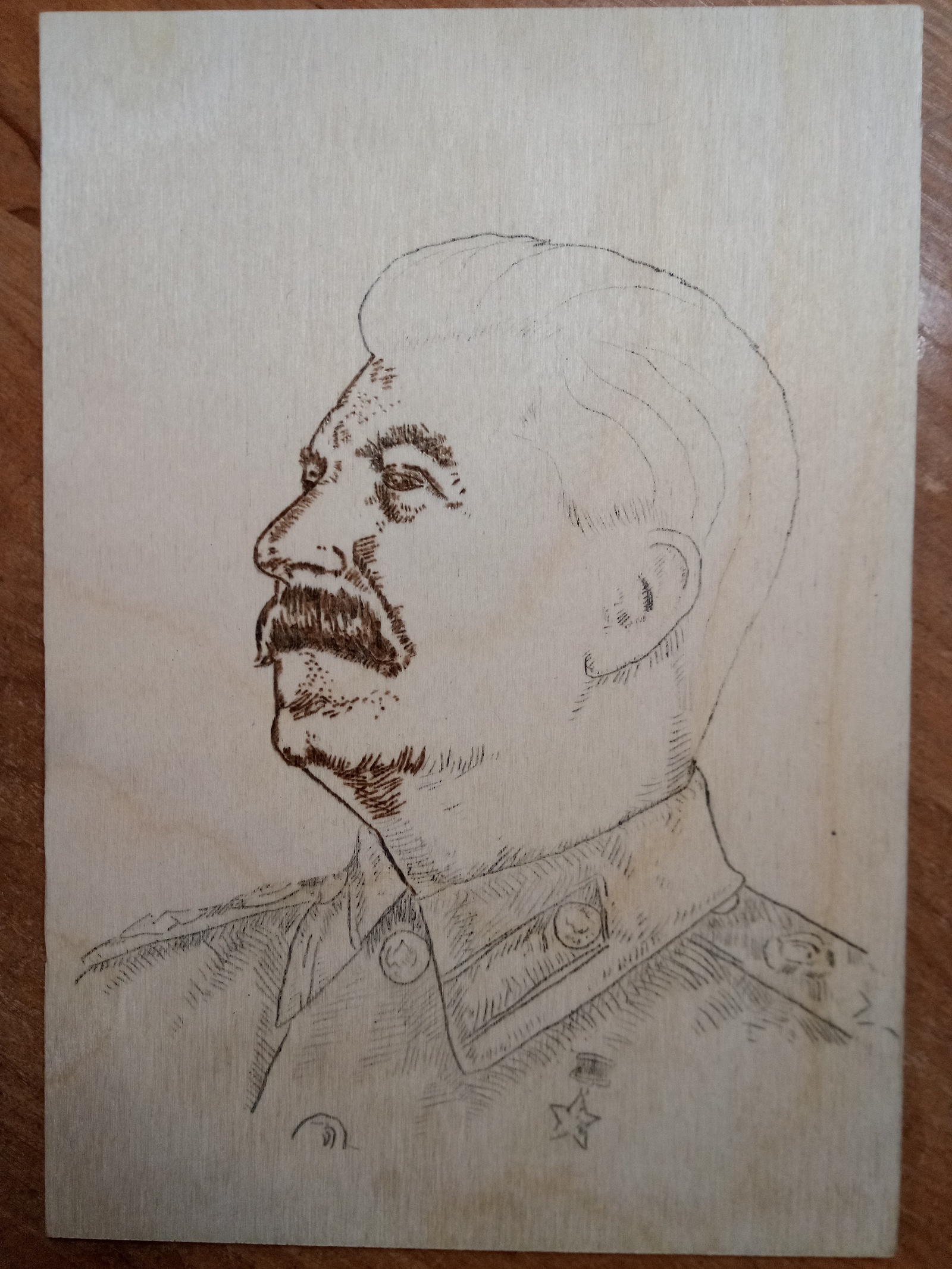 Burnout. - My, Burning out, Pyrography, Stalin, Portrait, Longpost