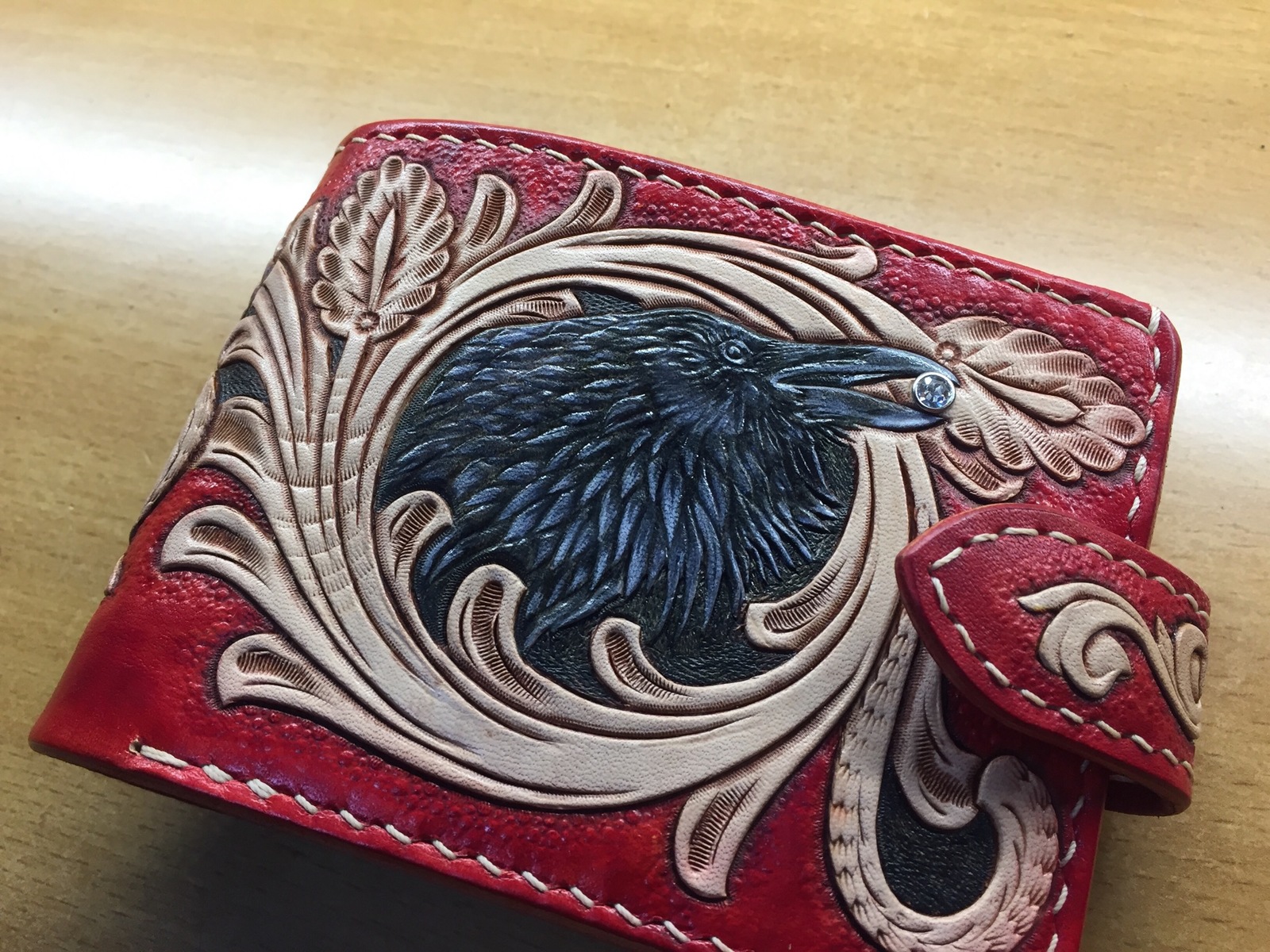 Wallet RAVEN - My, Purse, Leather products, Needlework with process, Embossing on leather, Leather, Longpost