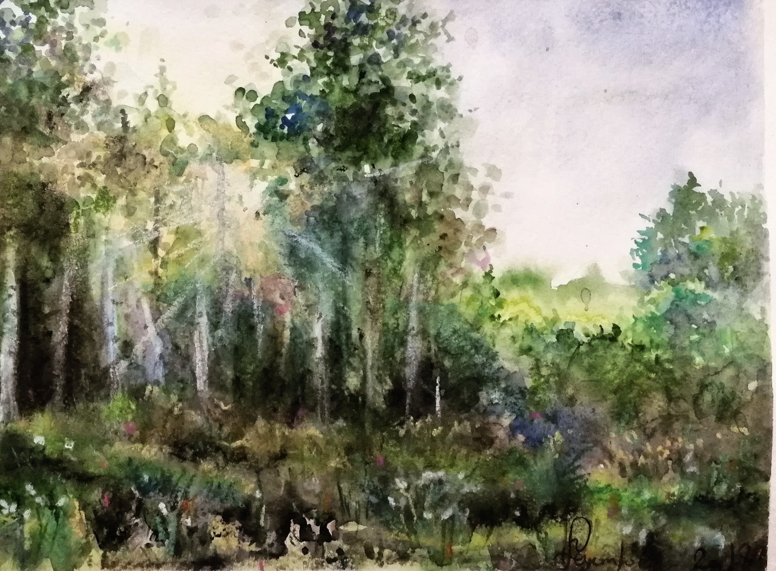 Summer evening - My, Summer, Art, Watercolor, Pastel, Landscape