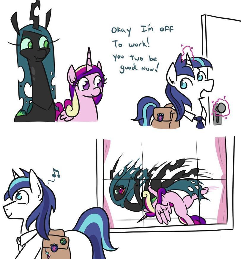 Only one will remain. - My little pony, Shining armor, Queen chrysalis, Princess cadance, Jargon scott, Comics