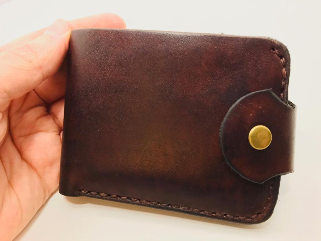 Wallet with a compartment for coins - My, Leather, Wallet, Leather products, With your own hands, Needlework without process, Longpost