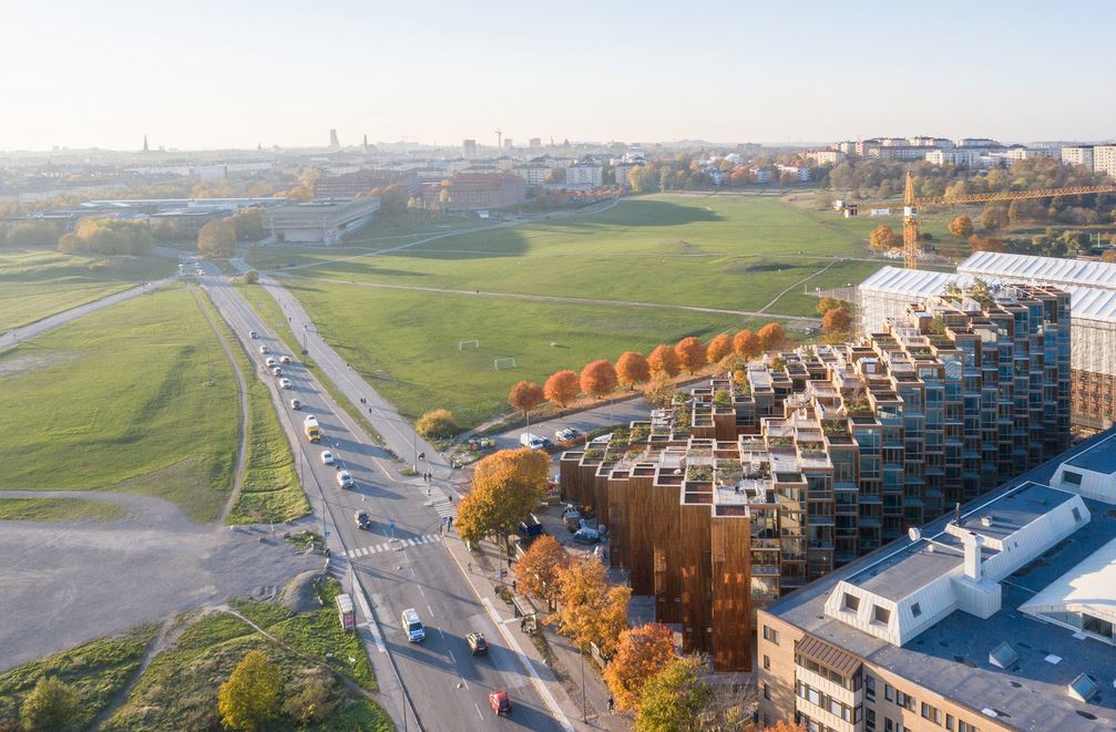 Inhabited slopes. - Stockholm, Modern architecture, Longpost, The park, Residential complex