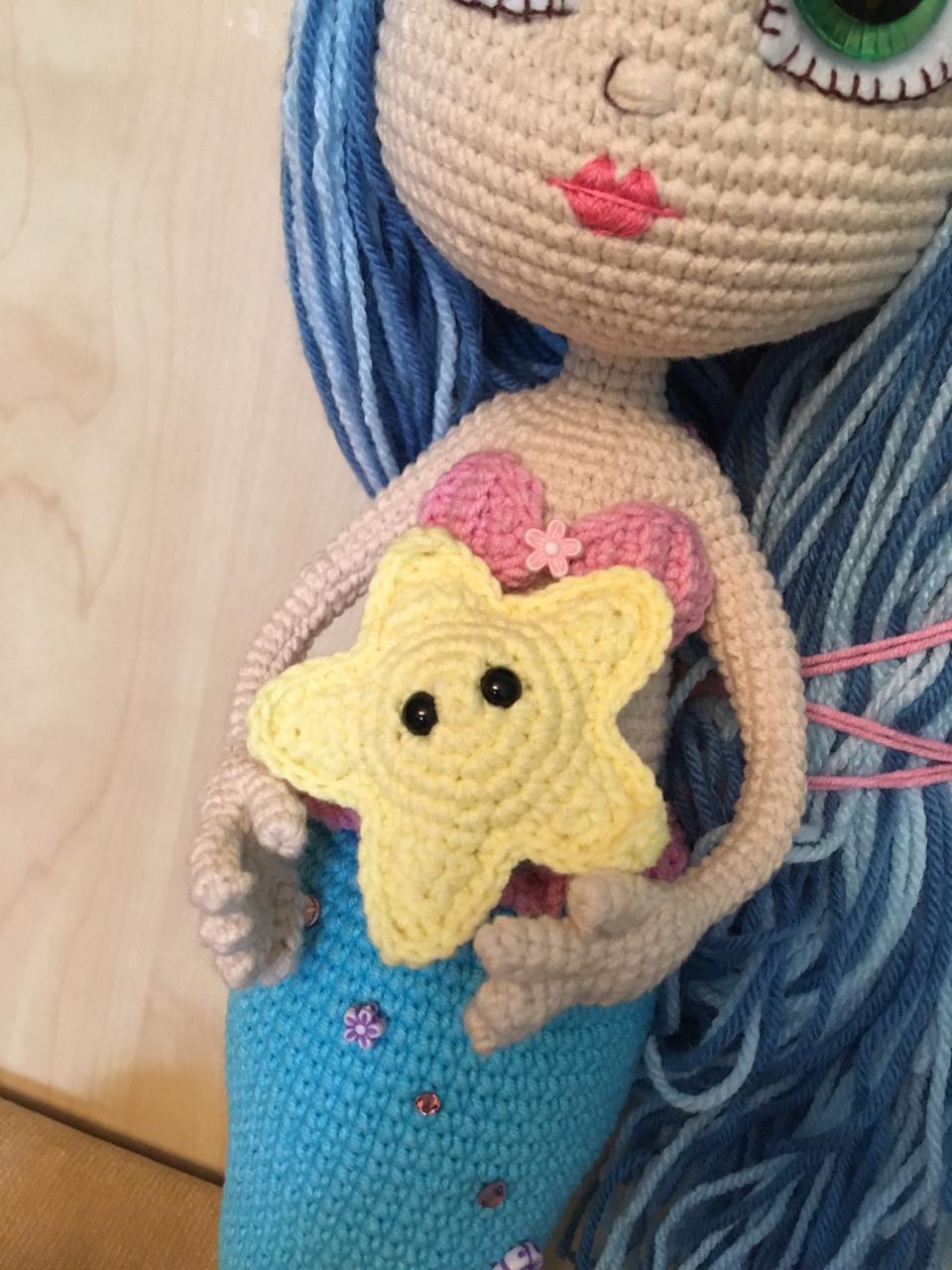 Little Mermaid doll))) - My, Amigurumi, the little Mermaid, Knitting, Handmade, With your own hands, Needlework without process, Knitted toys, Longpost