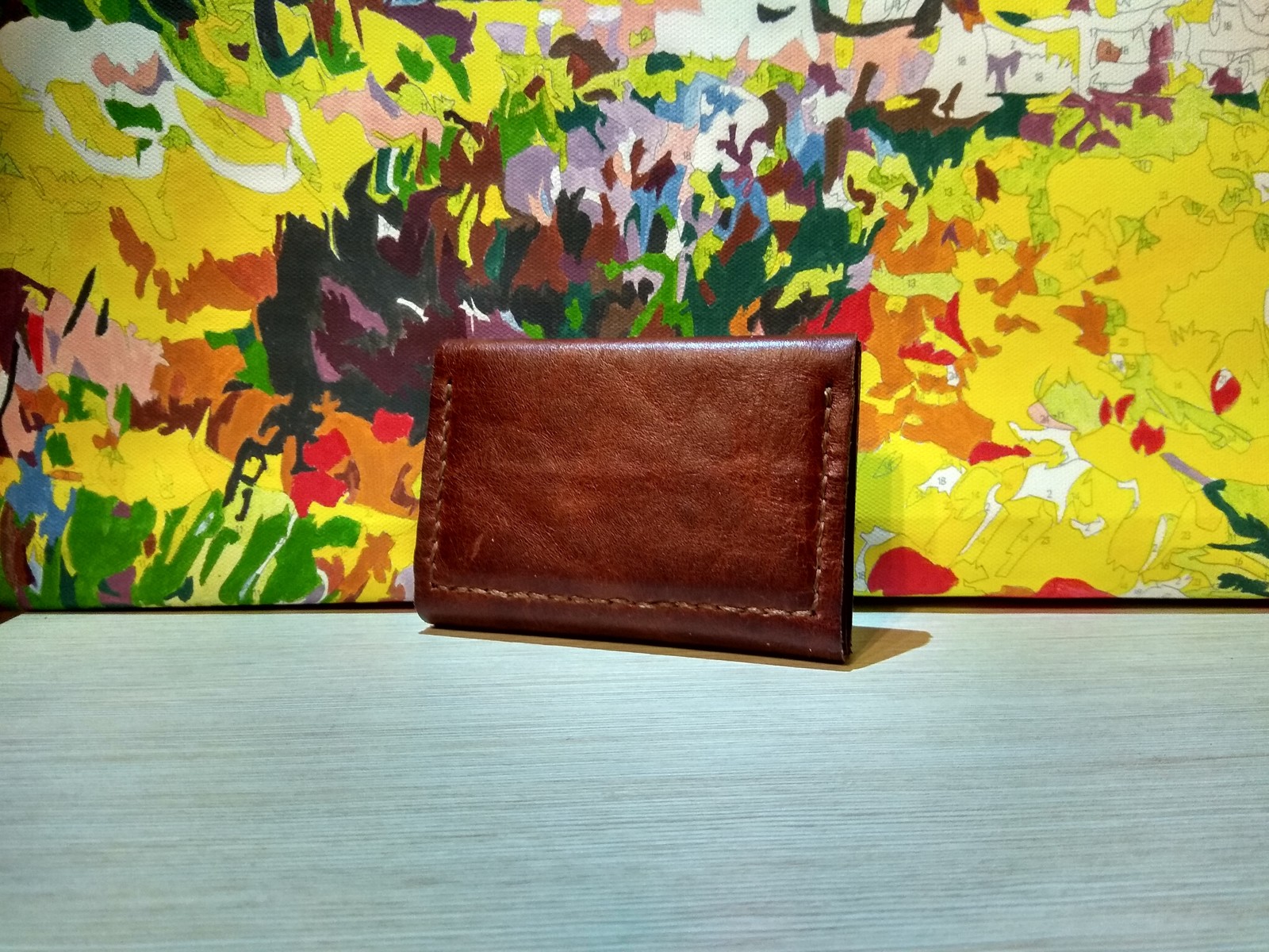 Mini wallet for wife. - My, Leather wallet, Wallet, With your own hands, Longpost, Leather craft