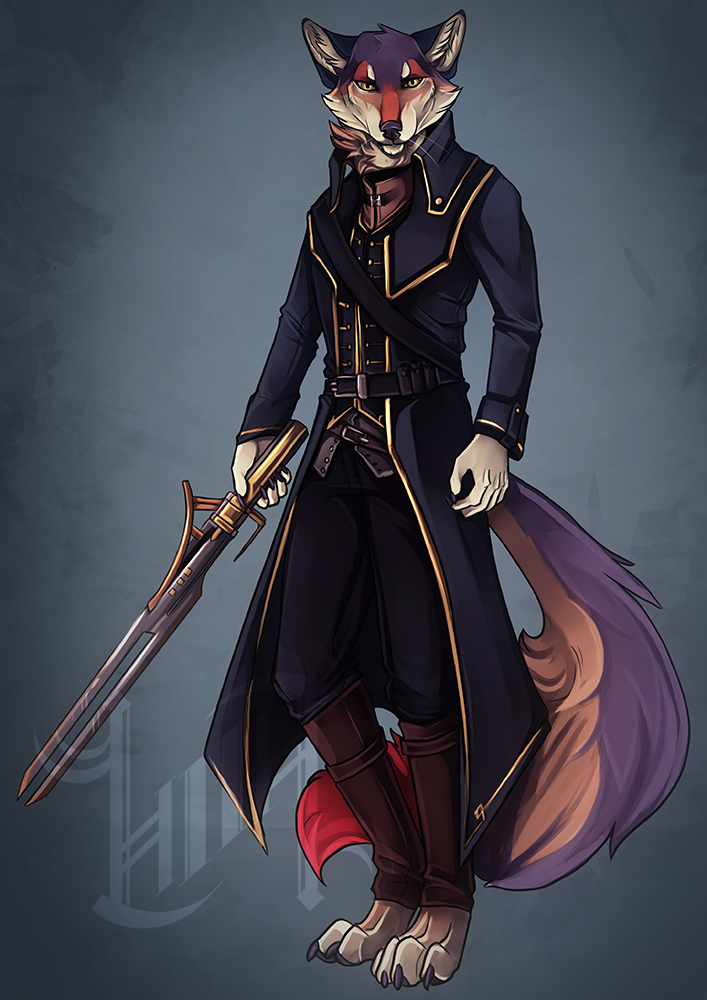 Sketch Fullbody - Фурри, Furry Canine, Furry Art, Lilithveritas, Dishonored