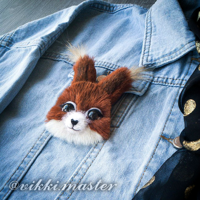 Handmade brooch - My, , Vikkimaster, Handmade, Squirrel, Accessories