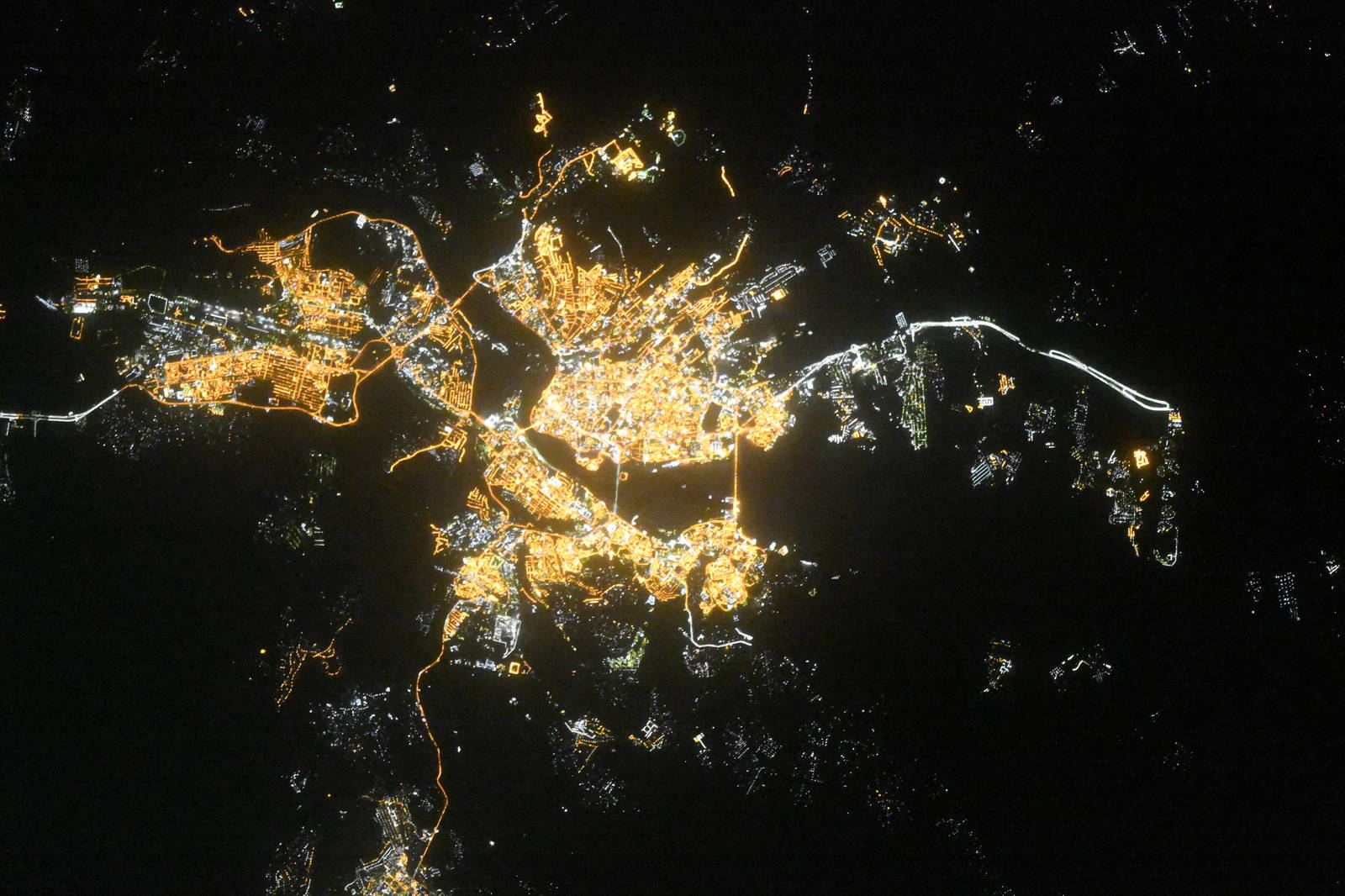 Cities of Russia at night. View from space - Space, Town, Night, ISS, Longpost, Russia