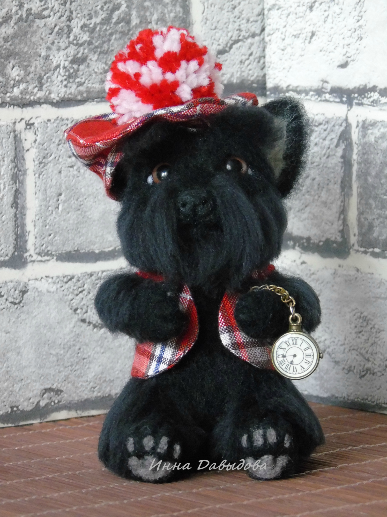 Scottish Terrier. - My, Scotch Terrier, Scotch, Needlework without process, Soft toy, Wool toy, Author's toy, Video, Longpost