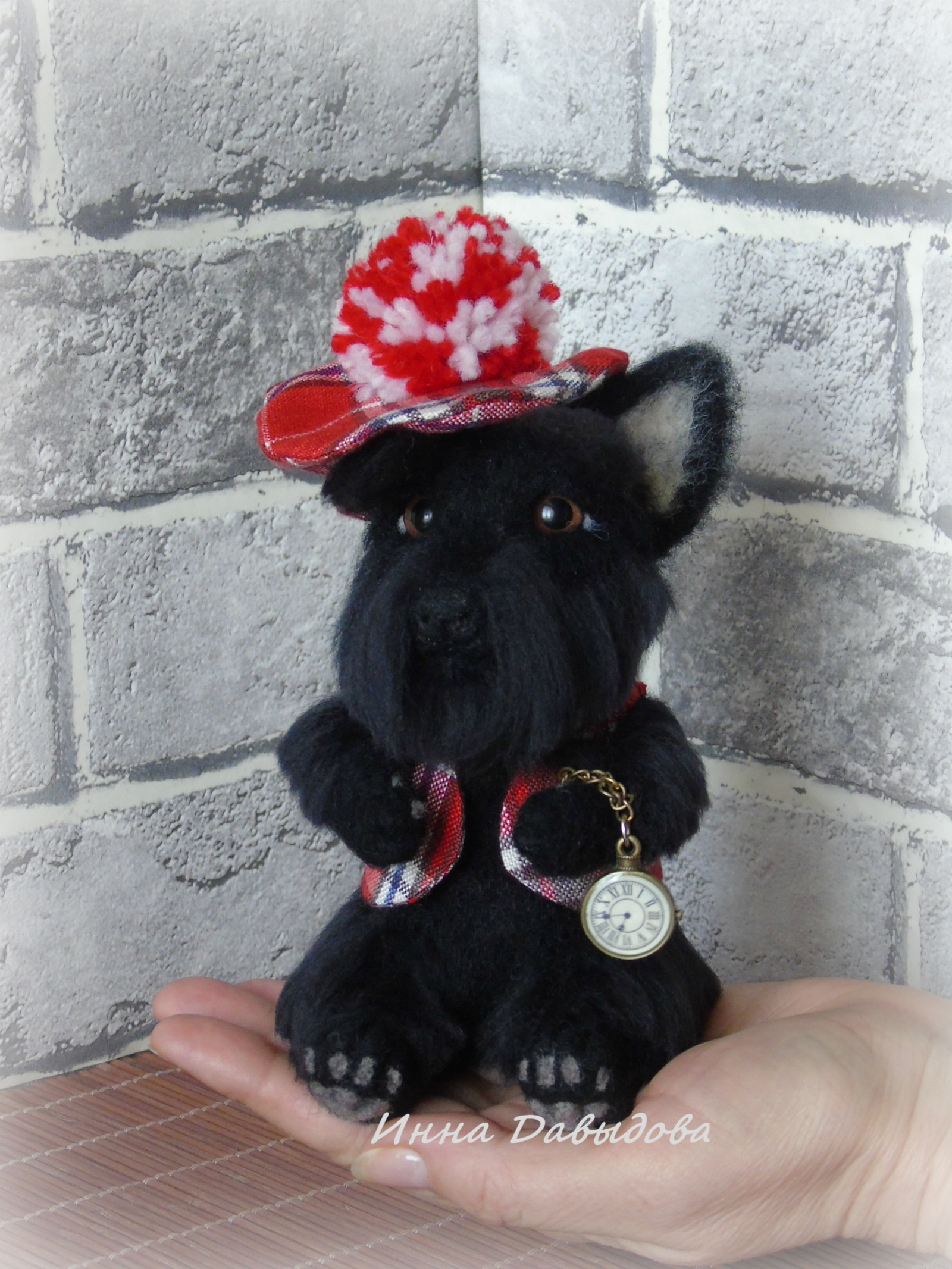 Scottish Terrier. - My, Scotch Terrier, Scotch, Needlework without process, Soft toy, Wool toy, Author's toy, Video, Longpost