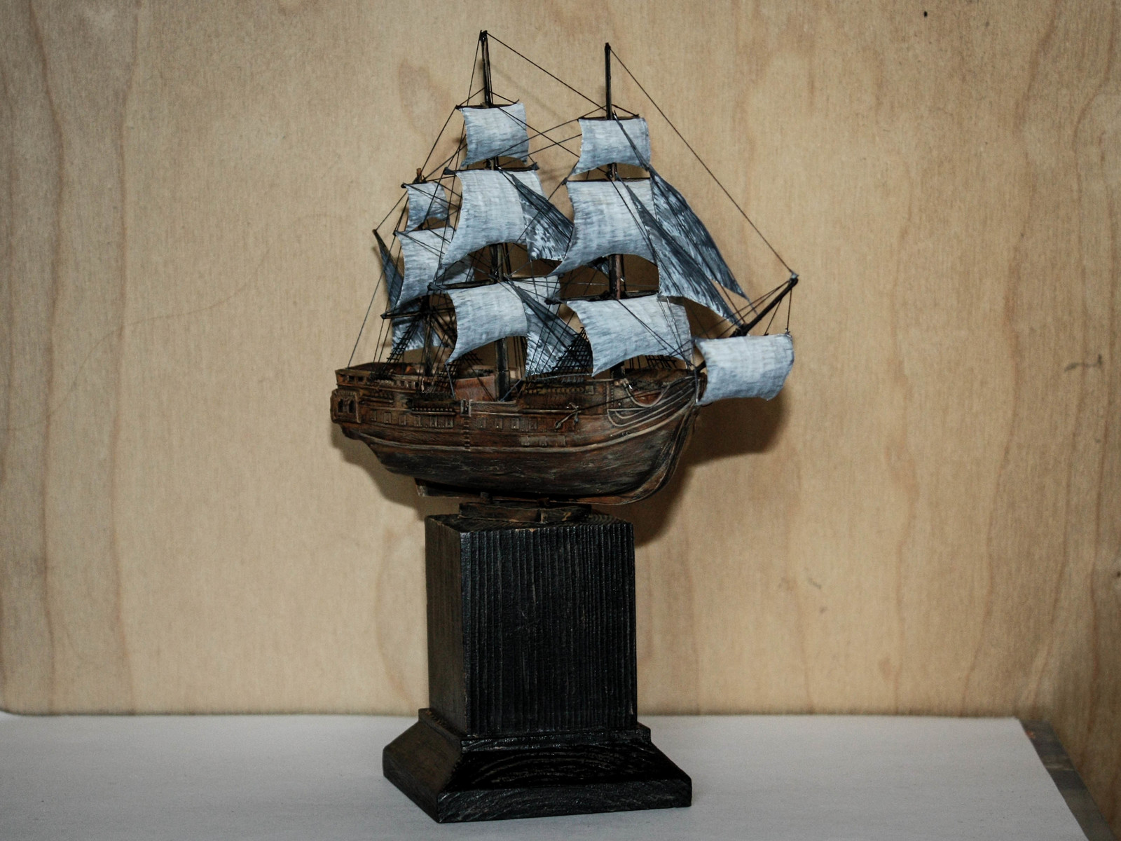 Frigate Bonhomme Richard, scale 1/400 - My, Sailboat, Ship, Hobby, Process, Modeling, With your own hands, Painting, Longpost