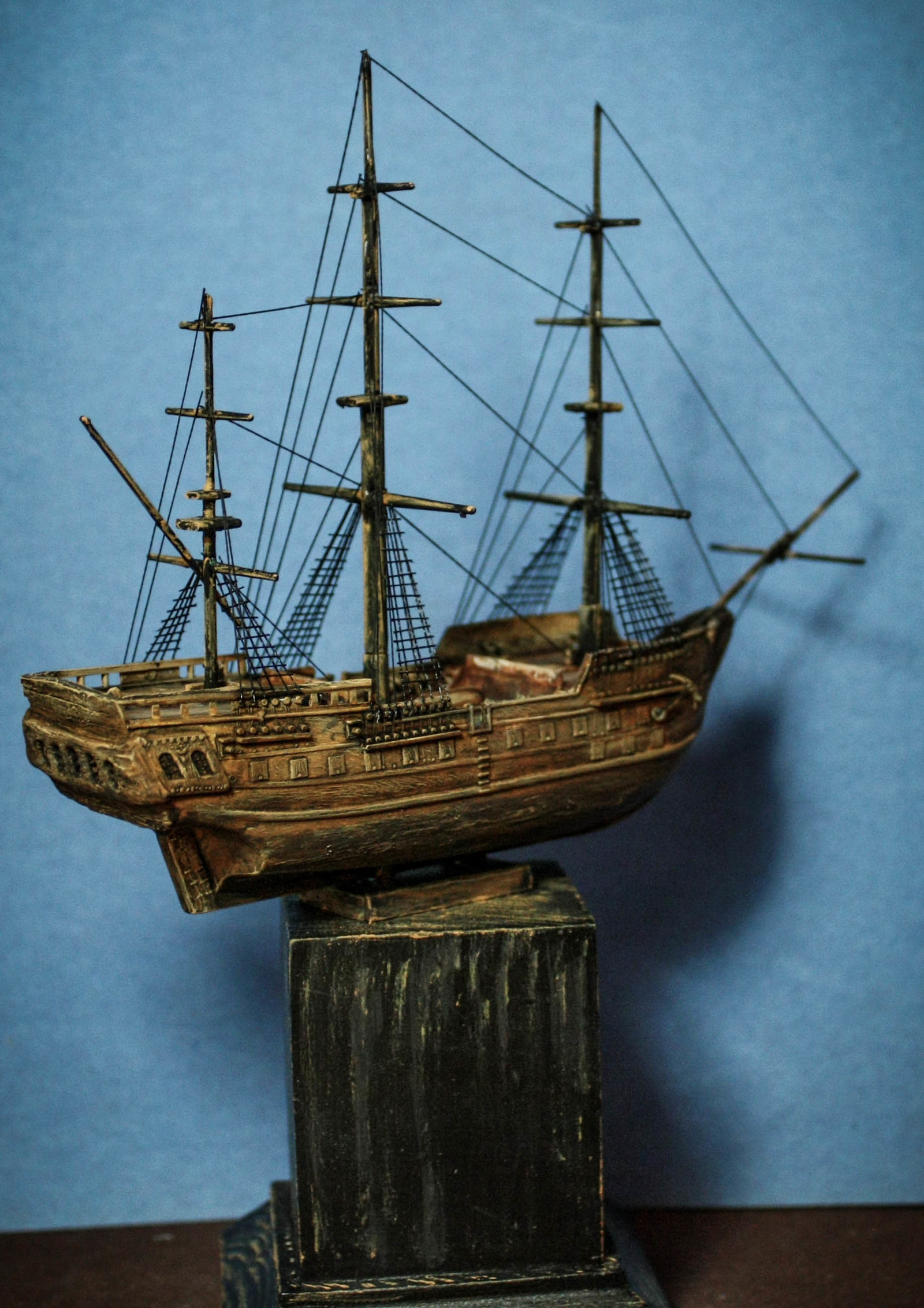 Frigate Bonhomme Richard, scale 1/400 - My, Sailboat, Ship, Hobby, Process, Modeling, With your own hands, Painting, Longpost