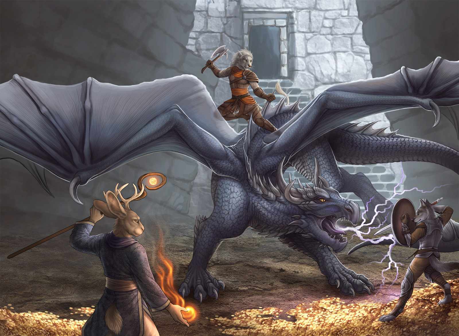 Initiative - Furry, Art, The Dragon, Fantasy, Magic, Rukis, Wolf