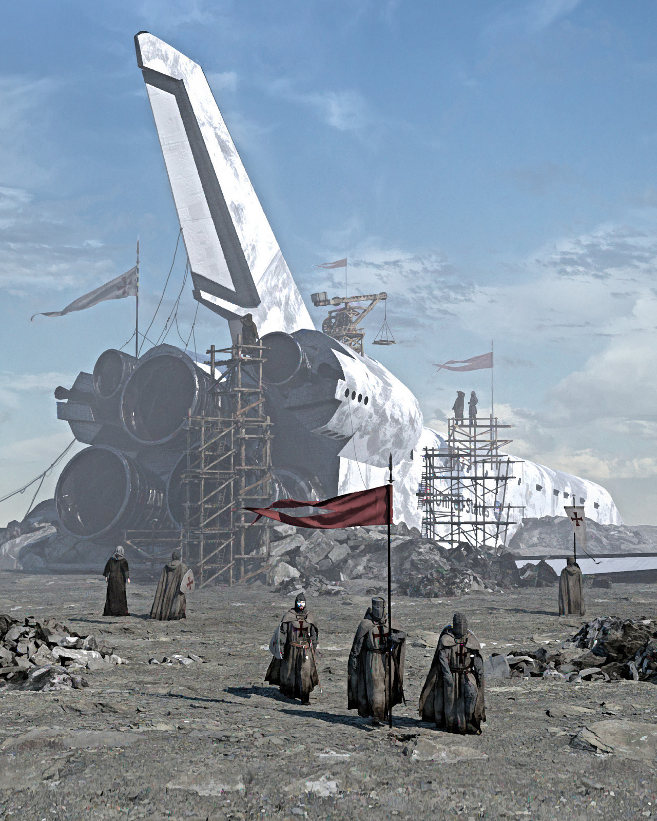 Reboot - Crusaders, shuttle, Post apocalypse, Art, Beeple