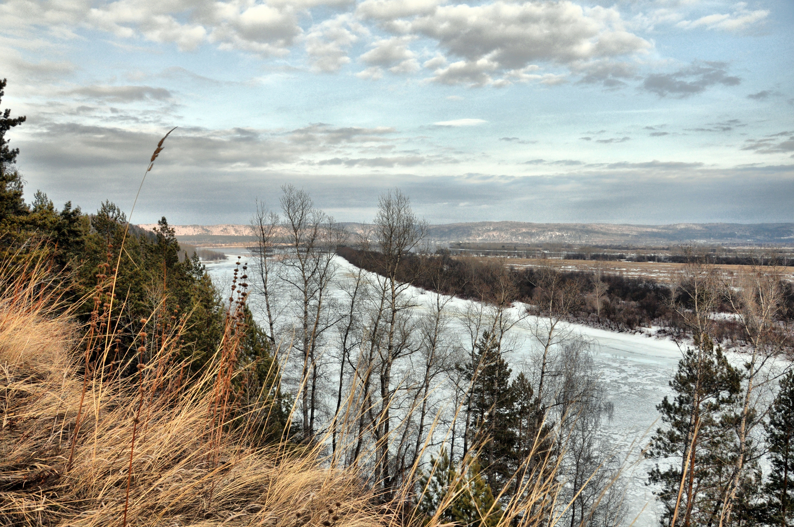 Spring look - My, Spring, Snow, , River, Road, Sky, Longpost