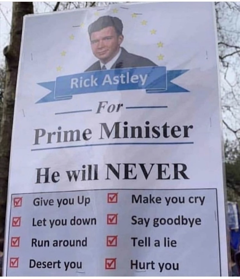 Голосуй за Рика - Rick Astley, Never Gonna Give You Up