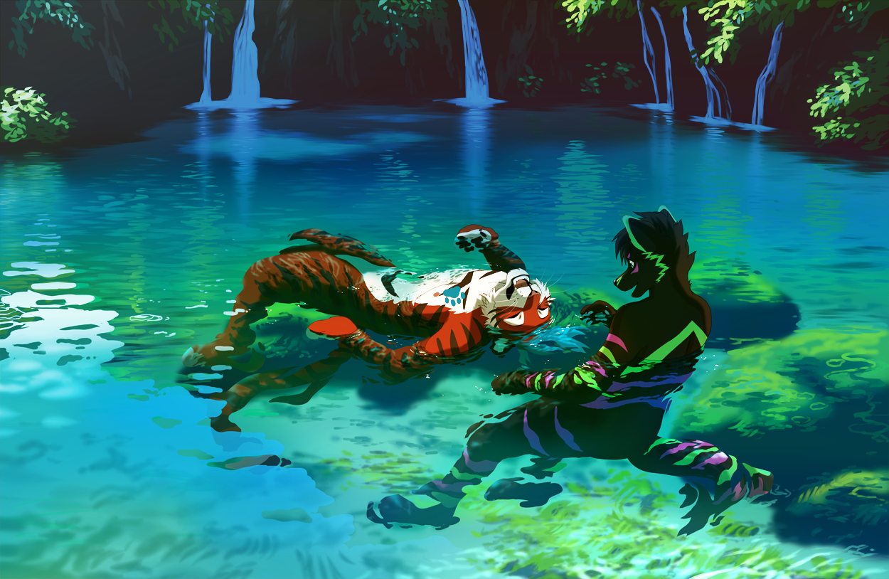 Secret Paradise - Фурри, Furry Art, Furry Feline, Furry Tiger, Furry Canine, Furry wolf, Furry Edge, Akitamonster