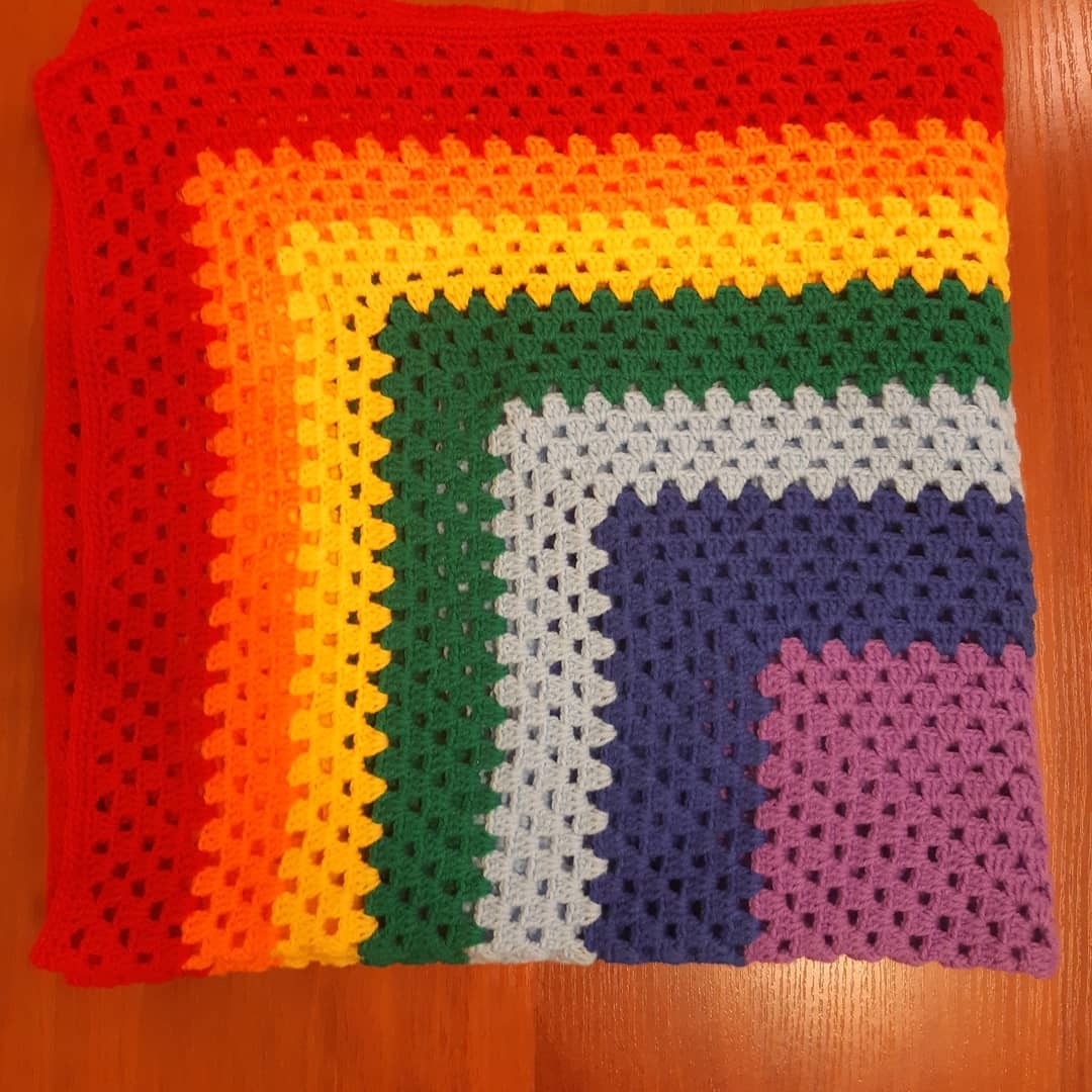 Plaid Rainbow, crochet, acrylic - My, Crochet, Plaid, 