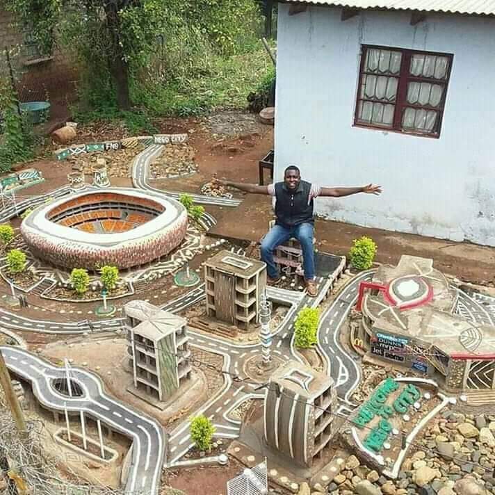 This African has made great efforts to make this exemplary city - Africa, toy town, Crafts