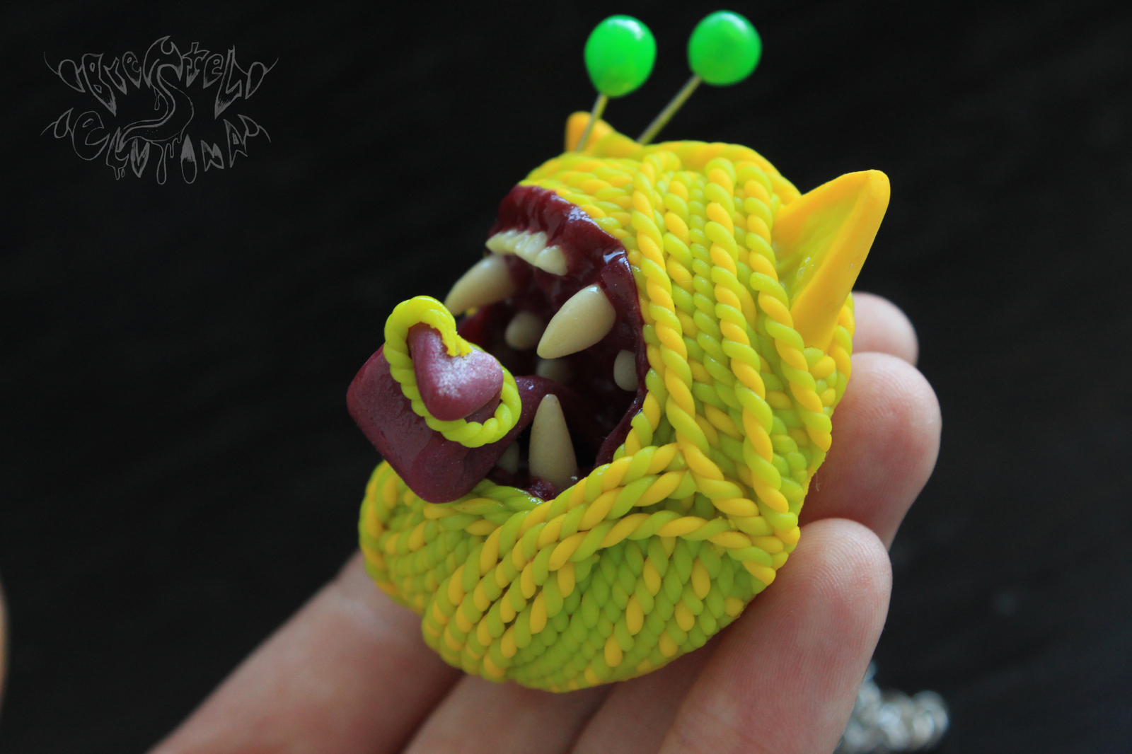 Cat ball made of polymer clay - My, Polymer clay, Knitting, cat, Surrealism, Kripota