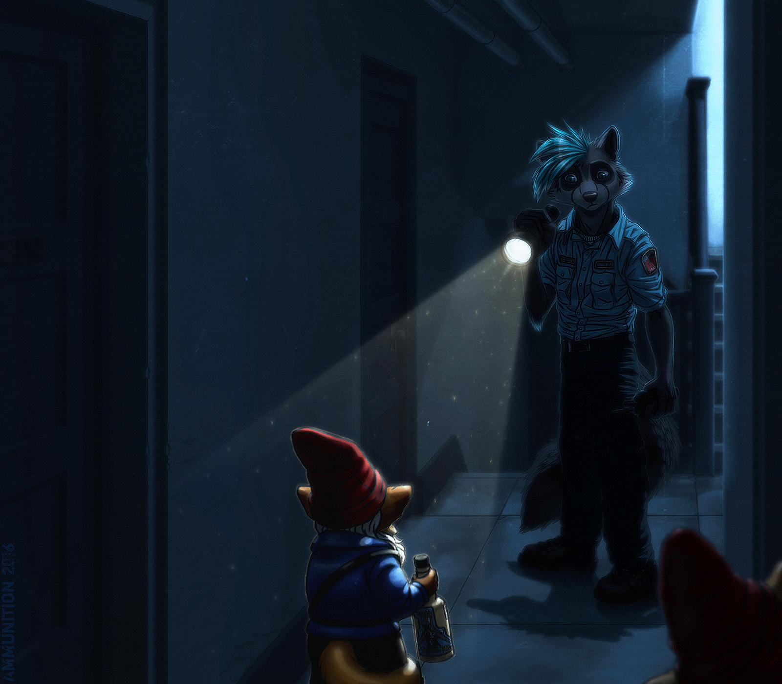 It's always the fourth floor - Фурри, Furry Art, Furry Raccoon, Гномы, Ammunition