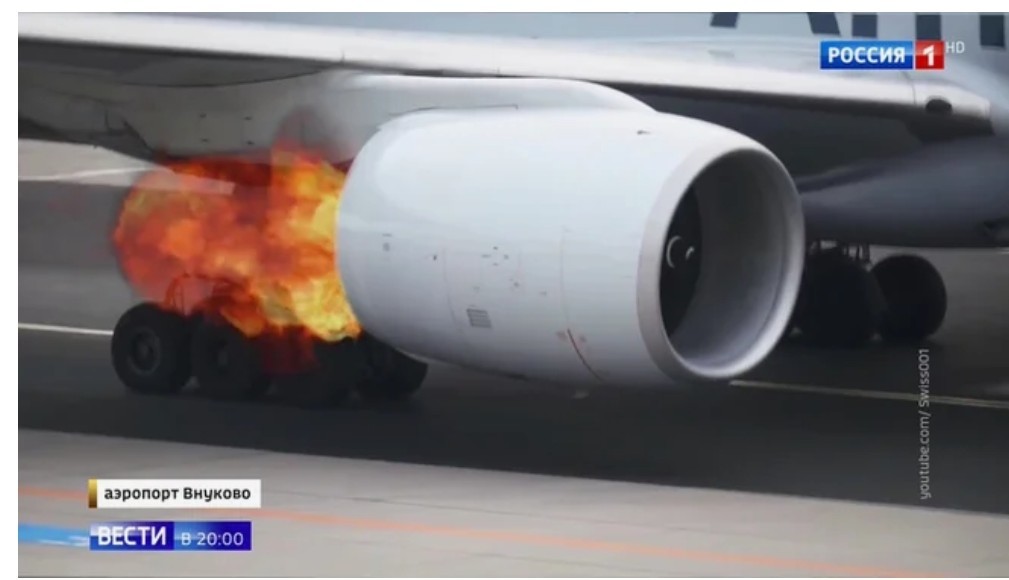 For the burning engine of the Boeing, they want to blame the passengers. - Utair, Airplane, Fire, Crew, GIF, Longpost, Negative, Video