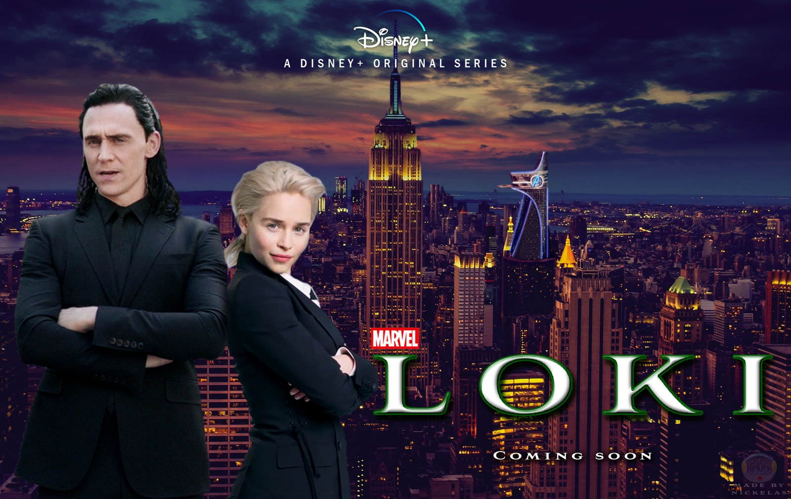 If Loki was a detective series - Фанфик, Fan art, Poster, Serials, Emilia Clarke, Tom Hiddleston, Marvel, Loki, My