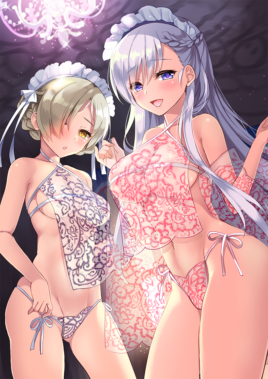 Sheffield & Belfast - NSFW, Azur lane, Sheffield, Belfast, Lingerie, Anime art, Anime, Boobs, Underwear