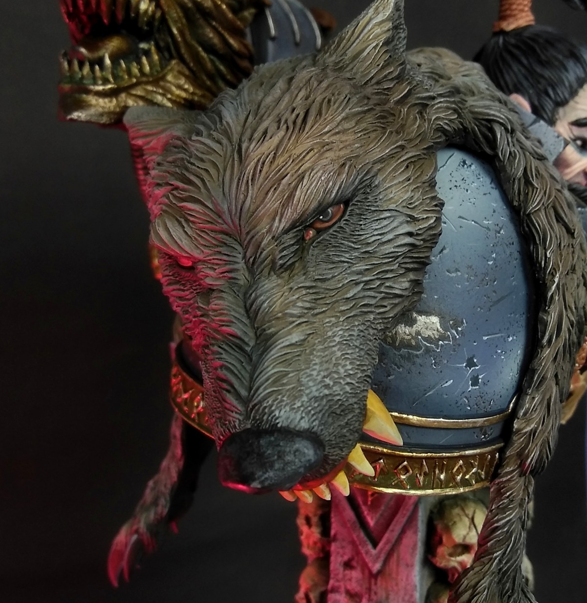 Законченный бюст Ragnar Blackmane - Моё, Ragnar Blackmane, Warhammer 40k, Foxstudiosculpting, Bloodcarrotpainting, Resincast, Fenris, Длиннопост