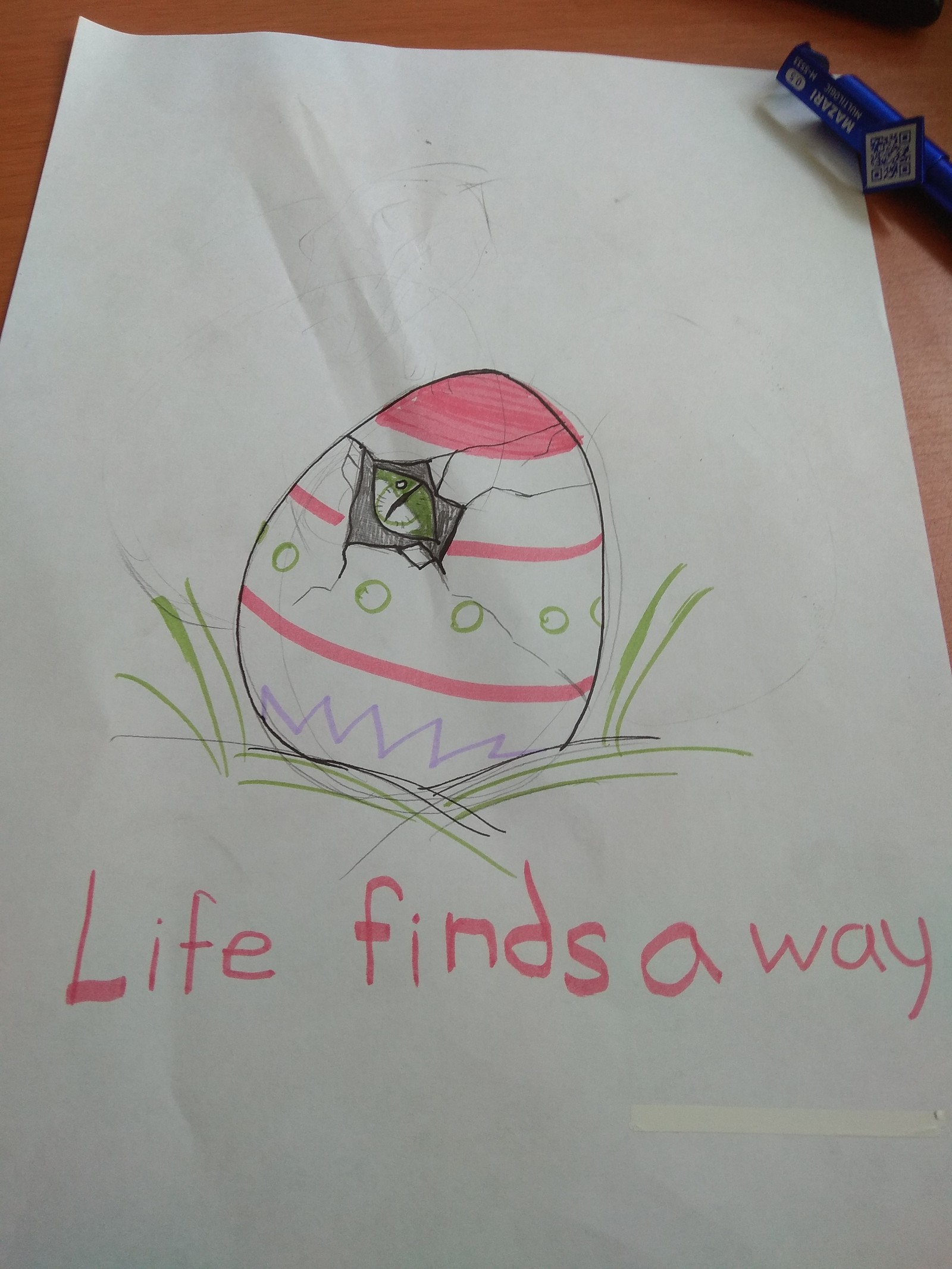 Easter egg - My, Easter, Пасхалка, Easter eggs, Drawing, Students, Teacher, Postcard