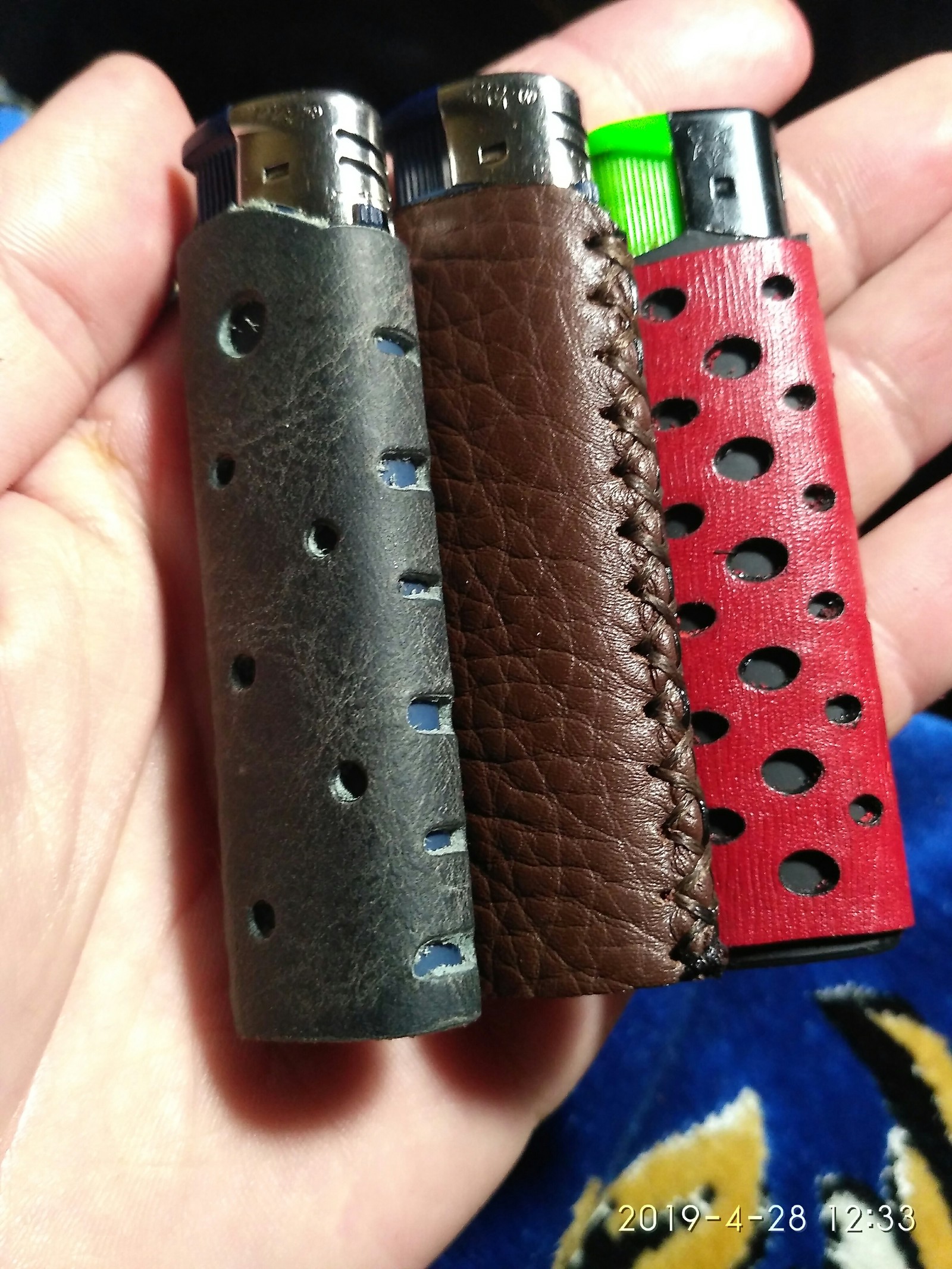 Leather lighter cases - My, Handmade, Needlework without process, Natural leather, Longpost