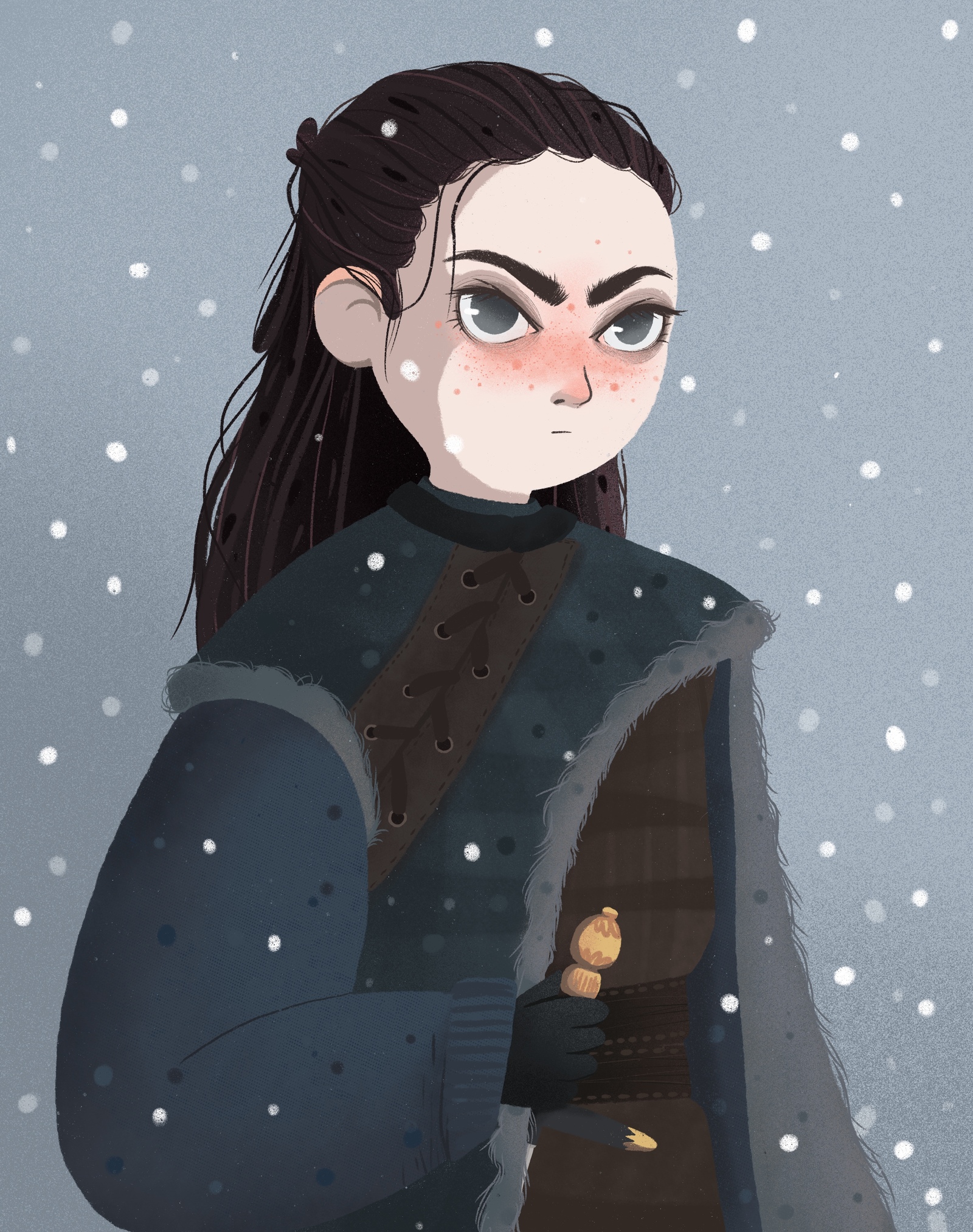 Starkey - My, Game of Thrones, Arya stark, Sansa Stark, Art, Fan art, Longpost, Serials, Drawing, Digital drawing