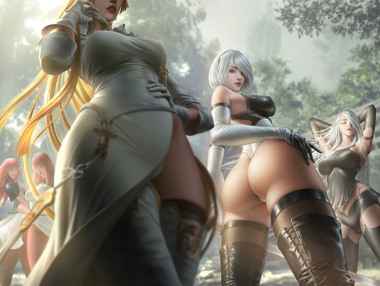 NieR: Automata - NSFW, NIER Automata, YoRHa Commander, Yorha unit No 2 type B, Yorha unit No 2 type a, Computer games, Art