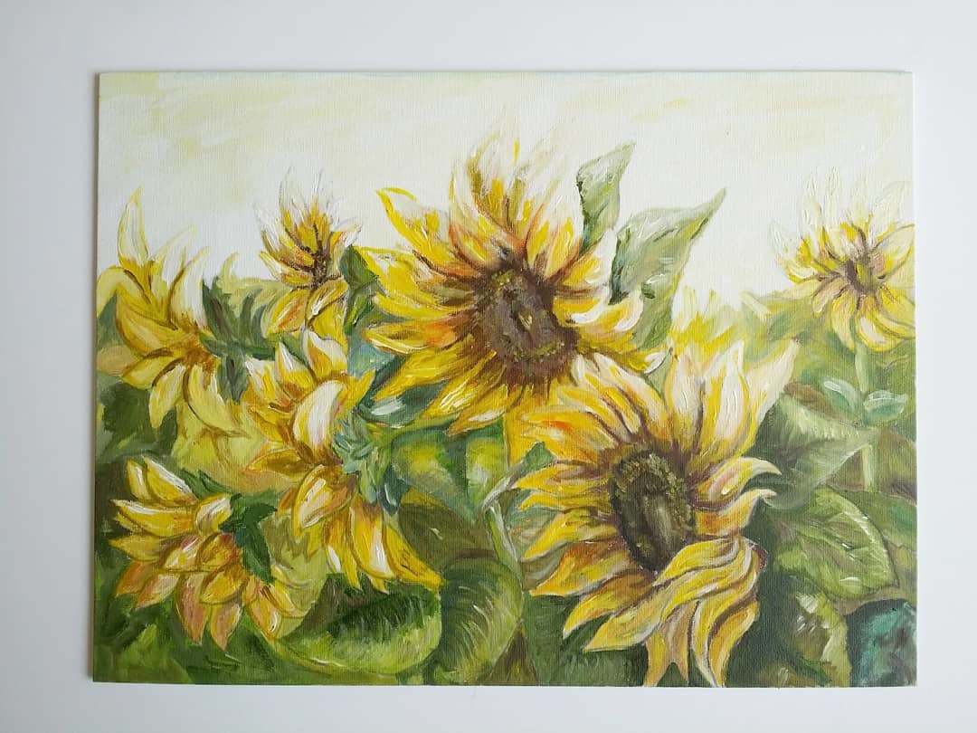 Sunflowers - My, Painting, Acrylic, Sunflower, Flowers