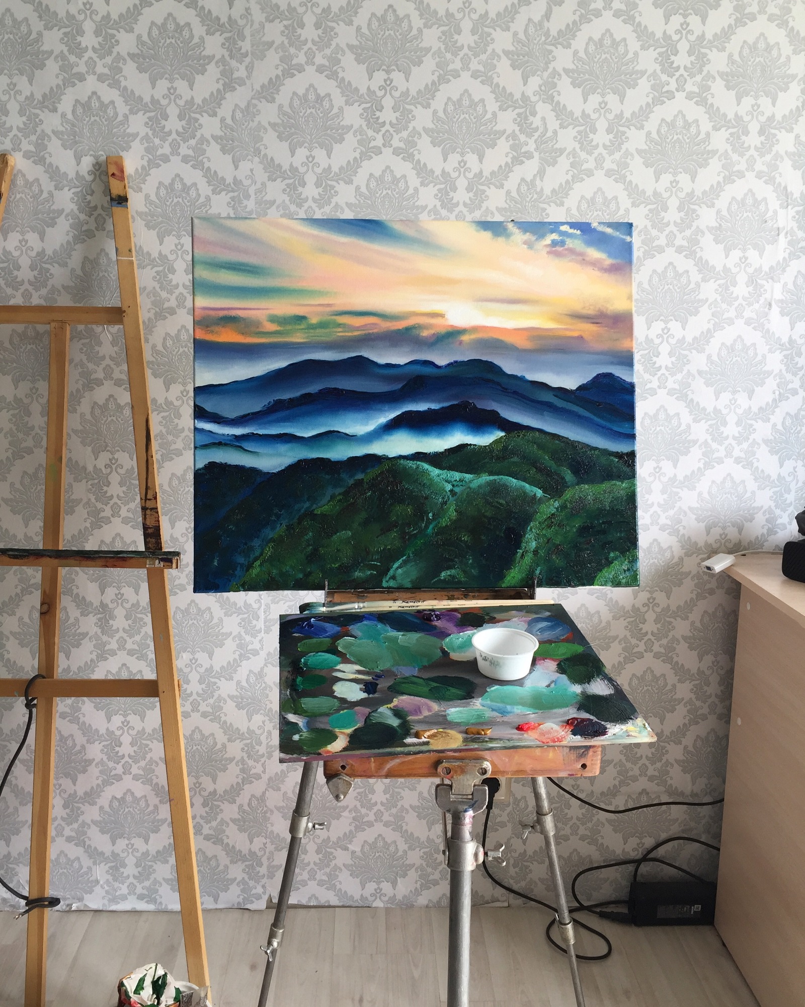 Oil painting mountain landscape - My, Oil painting, Saint Petersburg, The mountains, Artist, Painting, Painting, Canvas, Butter