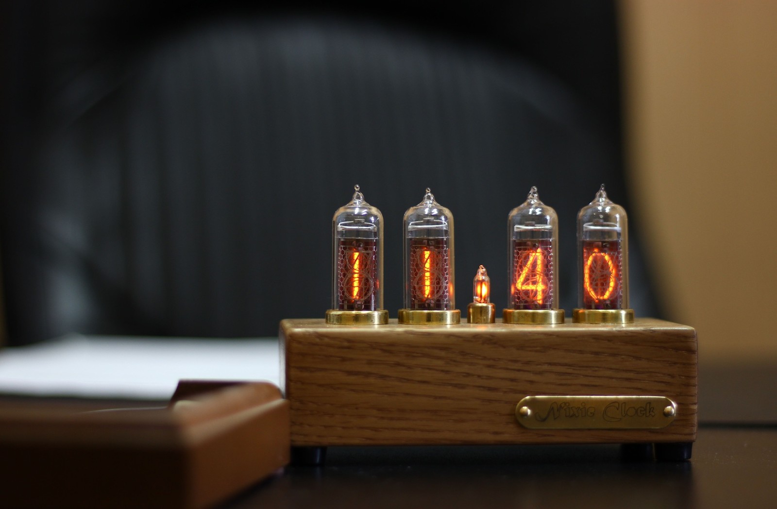 Nixie Clock on IN-14 (oak+brass) - My, Nixie clock, Homemade, Gas discharge indicators, Tree, Longpost