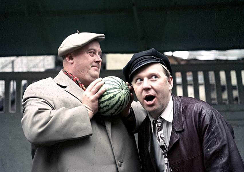 Faces of a bygone era - the USSR, Clown, Old photo, Watermelon, Oleg Popov, Evgeny Morgunov