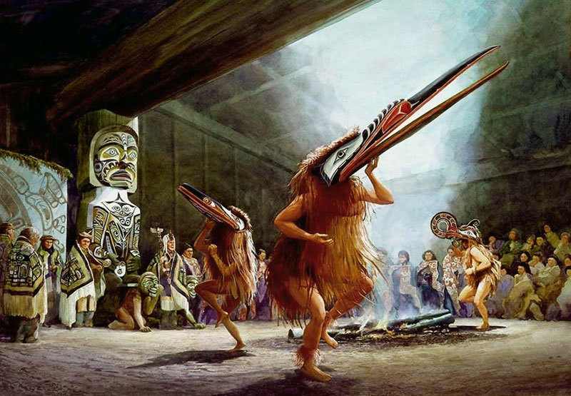 Northwest Coast Indians in stunningly atmospheric paintings by Gordon Miller and Bill Holm - My, Story, Indians, Alaska, USA, Painting, Tlingit, , America, Longpost