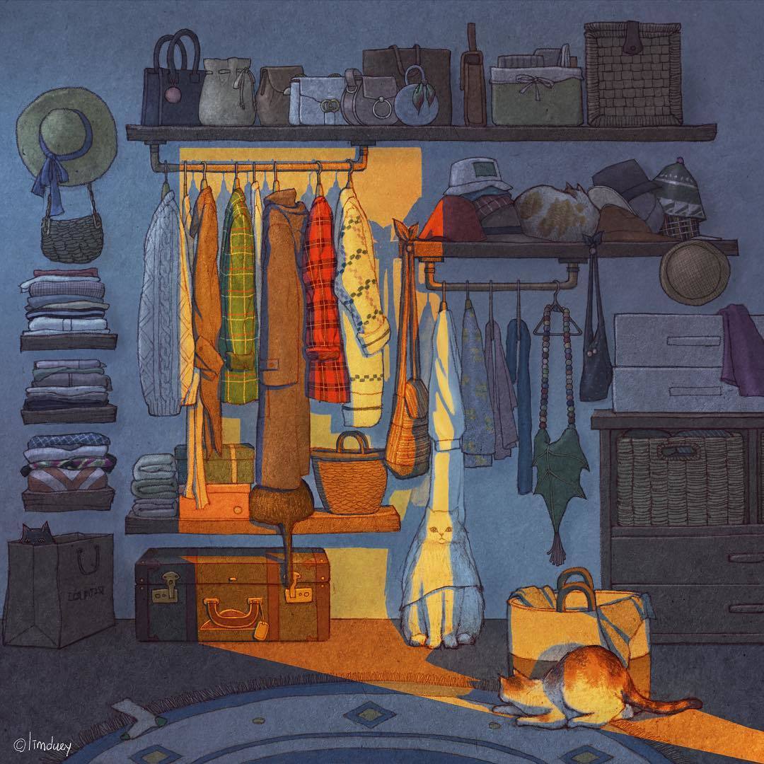 Cozy cat world from Korean artist Limduey - cat, Artist, Limduey, Art, Longpost