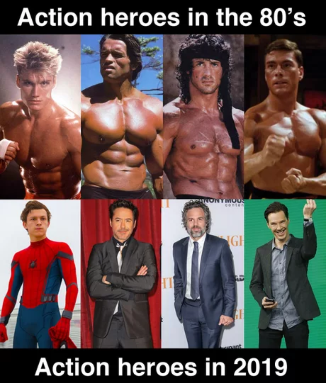 Action heroes then and now - Celebrities, Боевики