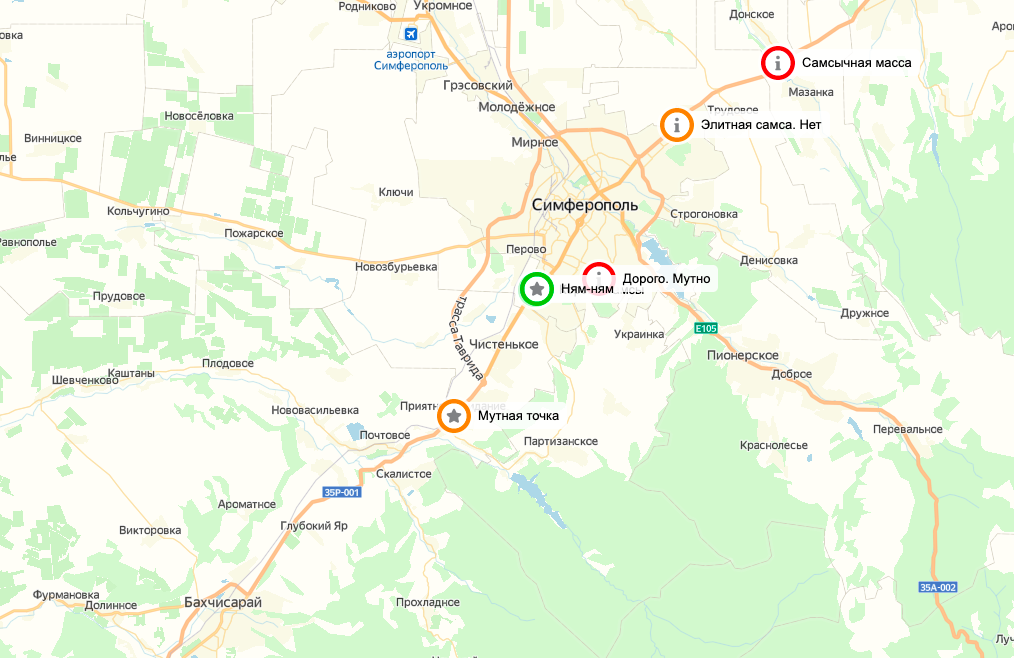 53 маршрут симферополь. Карта село самсы.
