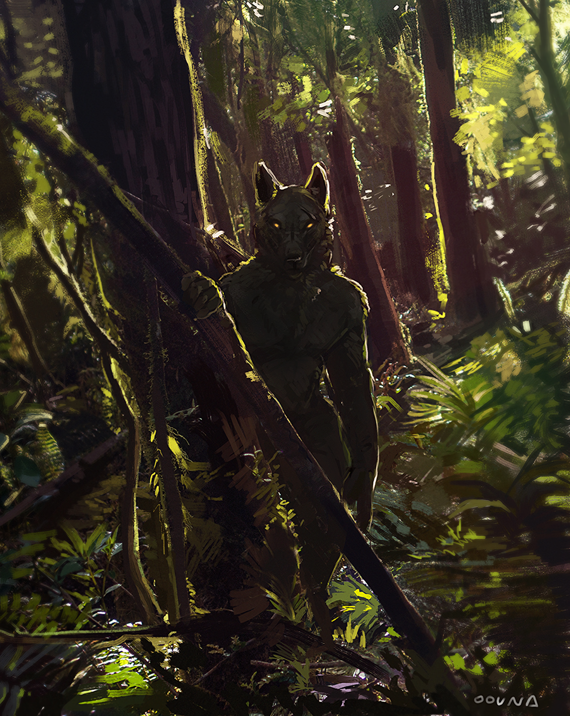 Hunter - Фурри, Furry Art, Furry Canine, Furry wolf, Лес, Oouna