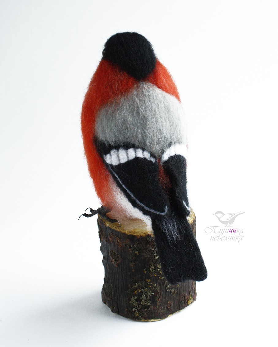 Bullfinch. Felted wool. - My, Needlework without process, Dry felting, Birds, Creation, Needlework, Craft, Longpost