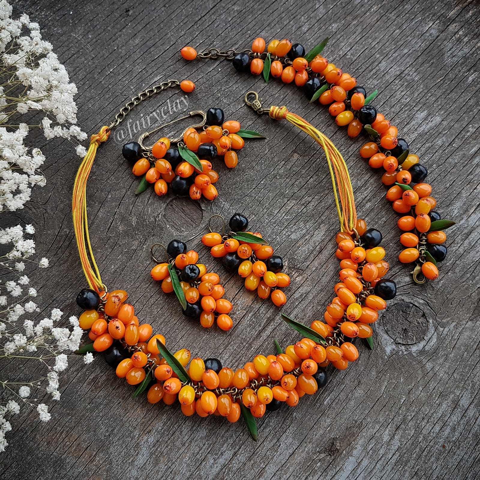 Sea buckthorn from polymer clay - My, Polymer clay, Needlework without process, Creation, Decoration, Longpost