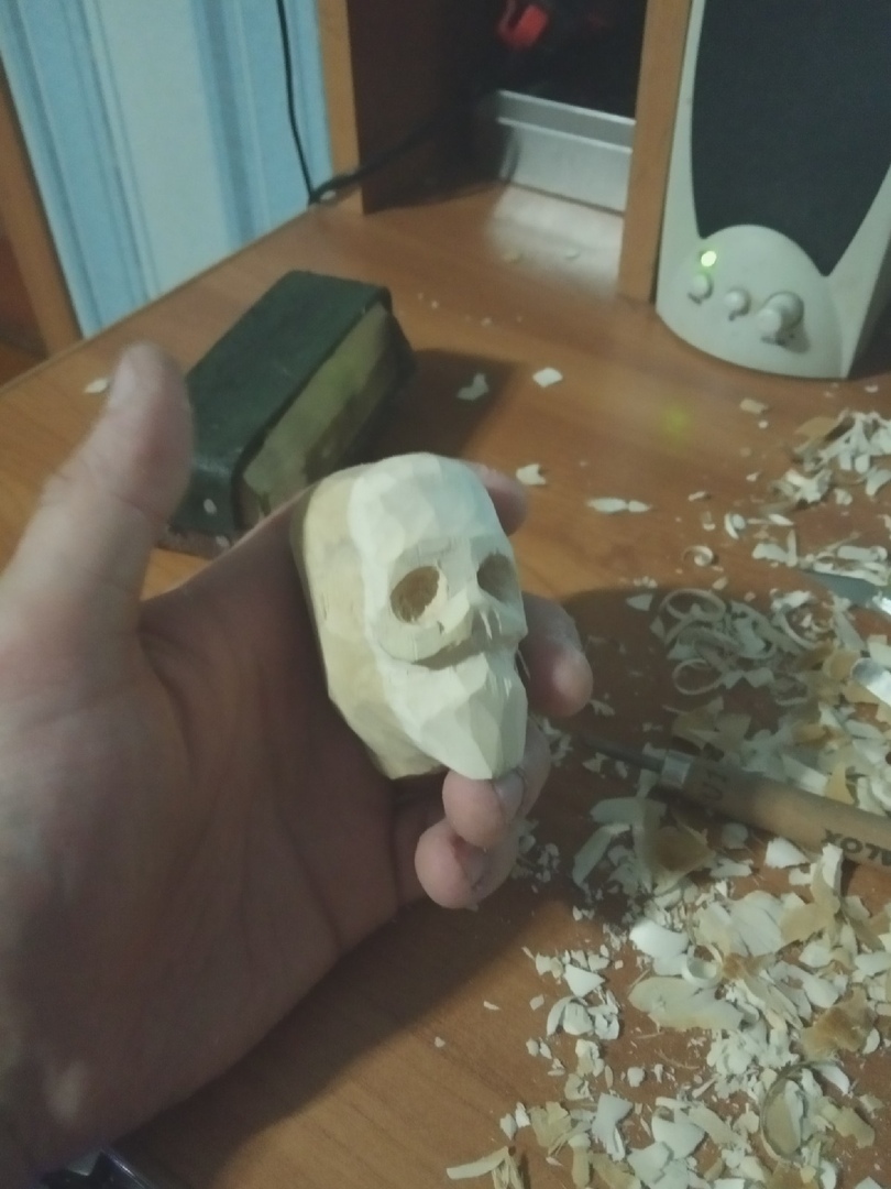 Do-it-yourself wooden skull - My, Needlework with process, Scull, Wood carving, With your own hands, Longpost