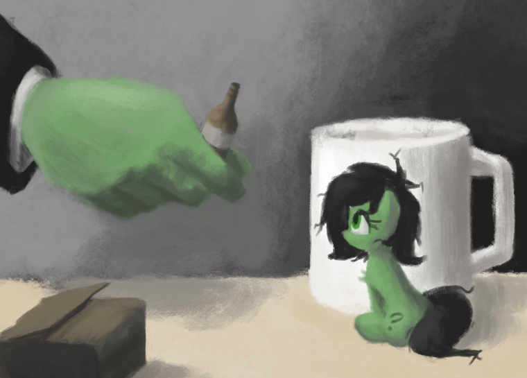 Drink with me you lousy bitch - My little pony, Filly Anon, Original character, Anon, Art, Plunger